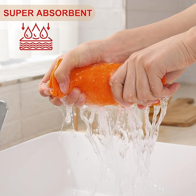 Kitinjoy 100% Cotton Waffle Weave Kitchen Towels, 6-Pack Super Soft and Absorbent Dish Towels for Drying Dishes, Kitchen Hand Towels, 13 in x 28 in, Orange