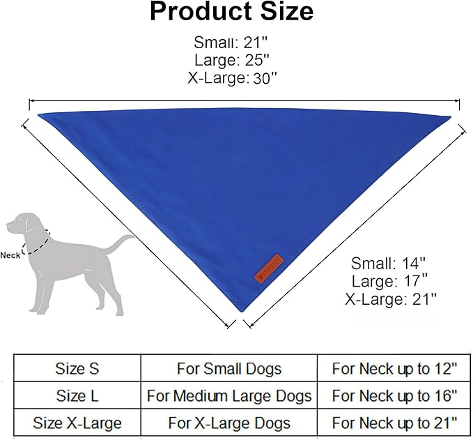 ADOGGYGO 2 Pack Blue Dog Bandanas, Soft Cotton Solid Color Pet Triangle Scarf, Adjustable DIY Blue Boy Birthday Bandanas for Extra Large Dogs (X-Large)