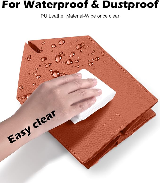 Tclouda Tissue Box Cover for PU Leather, Modern Simple Solid Color Holder Square Tissue Bag, Ideal for Bathrooms,Office,Car,Outdoor Tent,Dining Table,5"X5"X5", Single Dry Rose