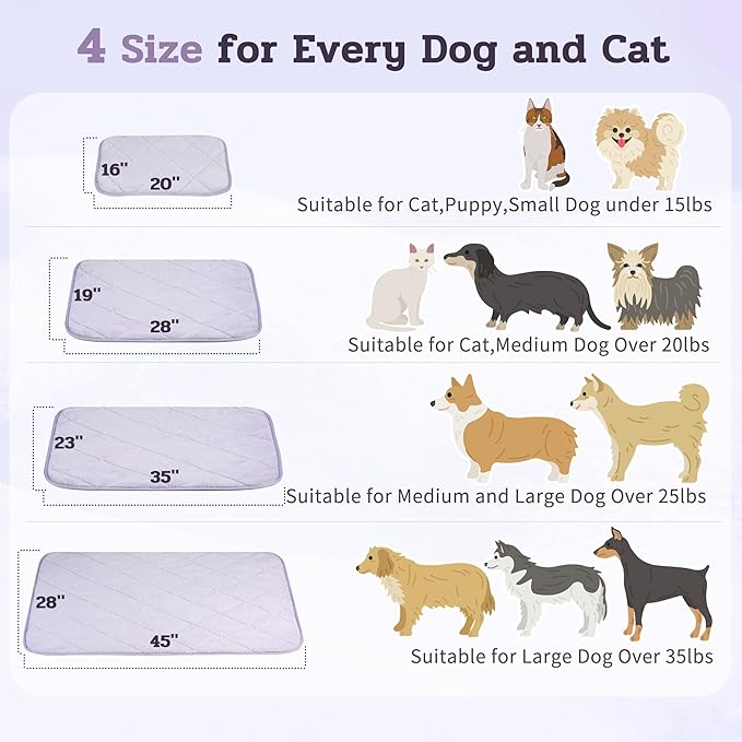 NWK Fluffy Self Warming Cat Mat, Cat Blanket, Thermal Dog Mat, Washable, Non-Slip Bottom for Sofa & Crate & Kennel & Car Seat (Purple, Medium (28'' X 19'' X 0.4''))
