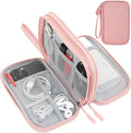 CAAORDKSO Electronics Accessories Organizer Pouch Bag, Electronic Organizer Travel Case Cable Organizer Electronics Accessories Bag for Cable, Cord, Charger, Power Bank, Earphone (Light Pink, Large)
