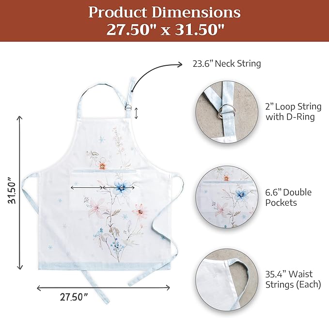 Maison d' Hermine 100% Cotton Apron for women with Pocket Kitchen Chef Apron for Men Cooking Gardening Server Waitress