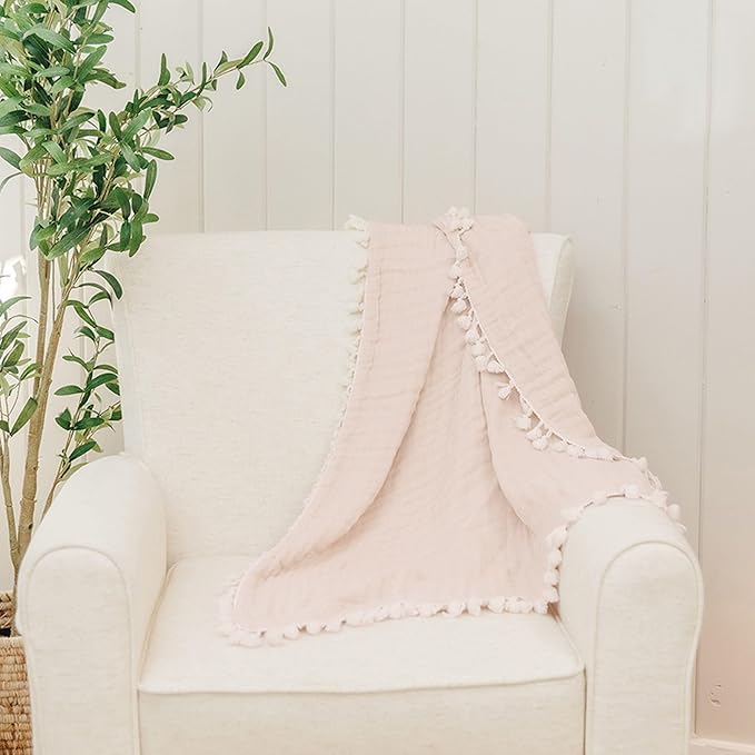 Crane Baby Muslin Swaddle Blanket, Soft Cotton Lightweight Nursery and Stroller Blanket for Baby Boys & Girls, Desert Brown, 30" x 40"
