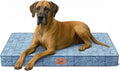 Tail Stories Outdoor Extra Large Dog Bed, Jumbo Waterproof Dog Bed for Large Dogs, Orthopedic Egg Crate Foam Pet Mat with Removable Oxford Cooling Cover, White Blue