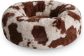 UnHide Floof Pet Bed - Small (23" x 8") - Extra Soft Dog Bed - Removable Faux Fur Cover - Machine Washable - Helps Ease Pet Anxiety & Provides The Perfect Sleep - Cowhide