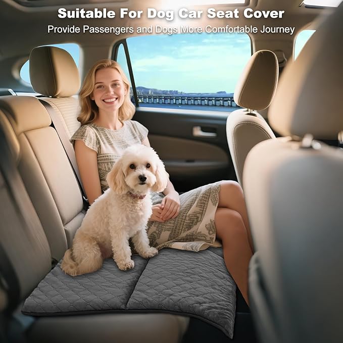 XUYEDOGLSH Car Backseat Dog Mat, Comfortable Non-Slip Cushion Suitable for Travel Dog Bed and Pet Home Sofa Blanket, Custom Mat for Car Backseat Extender and Seat Cover (Gray 51.2 x 23.6in)