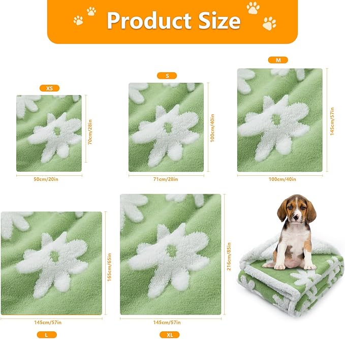 Maidewow Waterproof Pet Blanket,Dog Bed Covers Couch Sofa Stylish Jacquard Pets Throw Blankets for Puppy Cats Washable Reversible Furniture Protection Covers (Green Flower,S)
