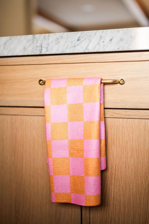 Desert Aqua 2 Pack Double Sided Kitchen Towels || Dish Towels || Quick Dry || Designer Prints || Highly Absorbent || Hanging Hook (Pink)