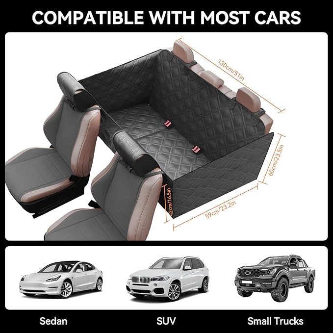 Surfcabin Back Seat Extender for Dogs – Waterproof Dog Seat Cover for Back Seat with Door Protection, Hard Bottom, Holds 420 lbs Dog Hammock for Cars, SUVs & More