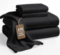LANE LINEN California King Sheet Set – 450 Thread Count 100% Cotton Cooling Sheets, Soft Sateen Weave, 15” Deep Pocket Fully Elasticized Fitted Sheet, Hotel Bedding & Pillowcases, Black