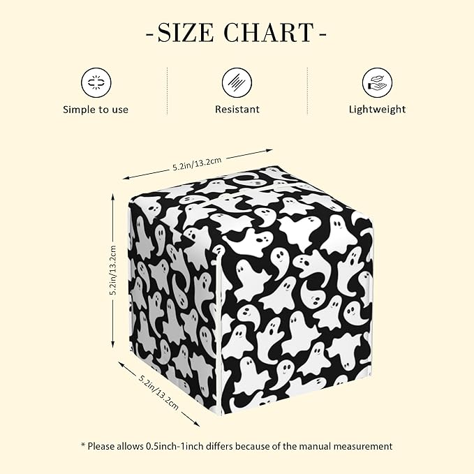 POIUBLE Cute Ghosts Tissue Box Cover Halloween Leather Tissue Box Holder Square Facial Paper Organizer Dispenser for Bathroom Kitchen Bedroom Vanity Countertop Night Stands