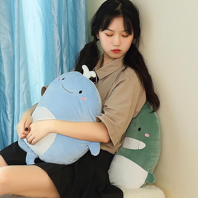 Zielind Whale Plush Hugging Pillow, Cute Whale Stuffed Animal Toy Plushie Animal Pillows Gifts for Birthday, Valentine, Christmas, 16 inch