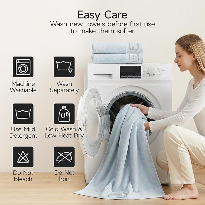 REDKISS 35"x70" Luxury Bath Sheets Towels Set of 2, 100% Cotton & 700 GSM,Ultra Soft & Highly Absorbent Bath Towels Set,Perfect for Bathroom,Spa and Hotel-Light Gray