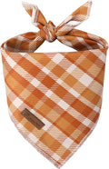 UP URARA PUP Fall Dog Bandana – Autumn Plaid Triangle Scarf for Small Medium Large Dogs, Soft Cotton Pet Bib for Halloween Thanksgiving, Adjustable Dog Kerchief for Daily Wear