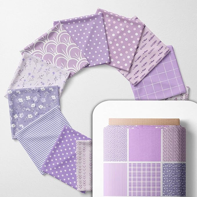 Cotton Satin Patchwork Fabric Panel – 35 Designs, 20×20 cm Squares, Single Piece 150×110 cm, Lavender Floral Quilt Fabric (Lavender Dreams Patchwork Set, 35pcs 8x8 inch)