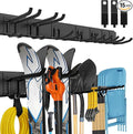 Suemoss Garage Tool Organizer Wall Mount, 48 Inches Garden Tool Organizer with Adjustable Hooks, Metal Garage Storage Rack Max Loading 440lbs, Tool Holder for Hanging Rake Broom Mop Snowboard