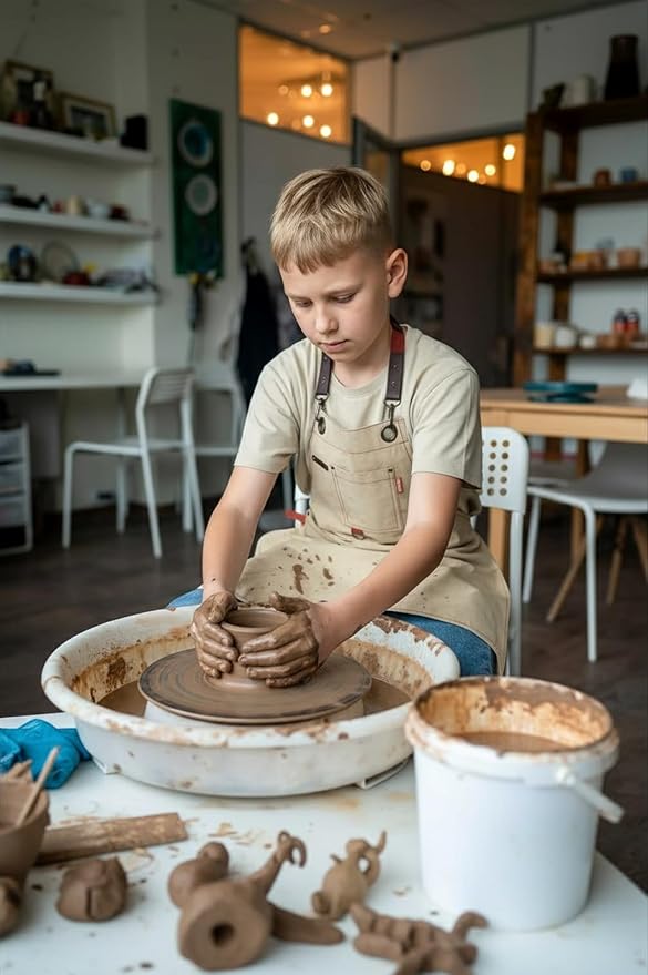 Kids Art Aprons for Painting, Gardening, Cooking, Multiple Pockets, Kids Smock for Boys & Girls, Waterproof (Age6-12)