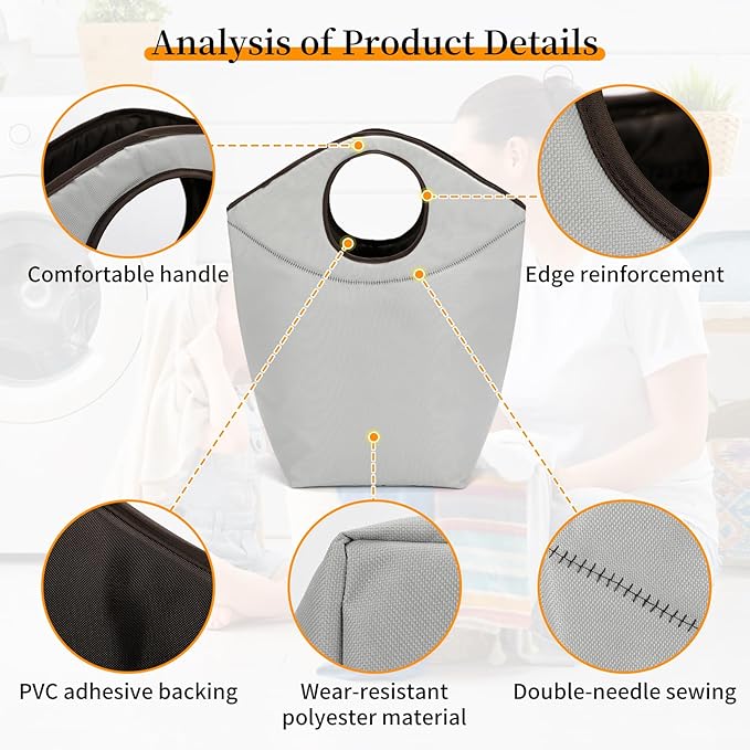 46L Foldable Storage Hamper Bag with Soft Padded Handle, Multi-Purpose Oxford Fabric Laundry Basket, Collapsible Storage Bag for Home, Bedroom, Dormitory, Travel & Outdoor