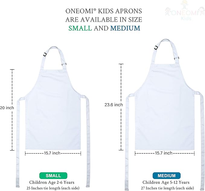 Kids Apron, Small, 100% Cotton With An Adjustable Strap to fit All Ages