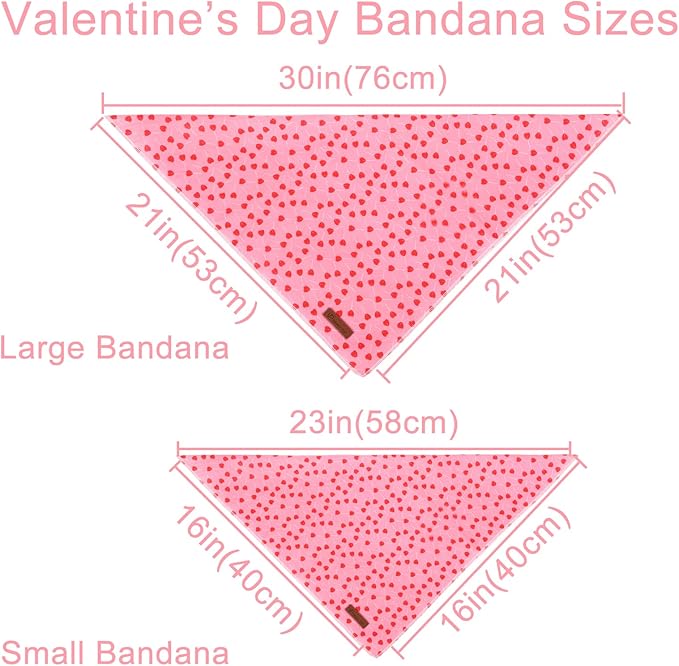 UP URARA PUP Valentine’s Dog Bandana, Valentine Triangle Bid Scarf for Girl Boy Medium Large Dogs, Adorable Puppy Wedding & Valentine’s Bandana, Cute Soft Cotton Pet Kerchief