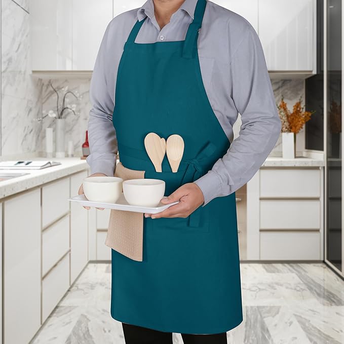 Native Fab Kitchen Apron 2 Pack - 100% Cotton Adjustable, Durable Apron with Pockets, Perfect for Cooking, Baking, Grilling