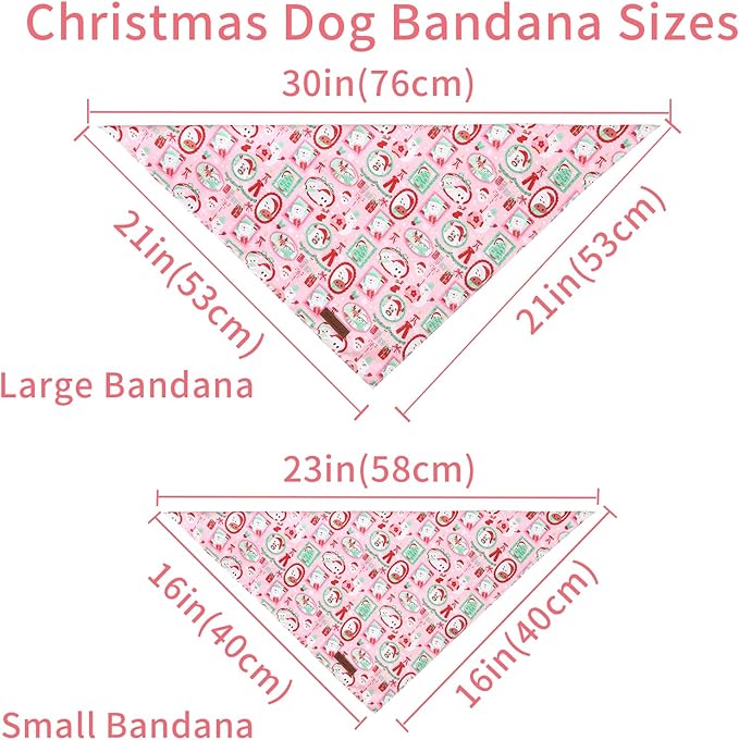 UP URARA PUP Christmas Dog Bandana–Adorable Happy Snowman Triangle Scarf for Small Medium Large Dogs, Soft Cotton Pet Bib for Winter & New Year, Adjustable Dog Kerchief