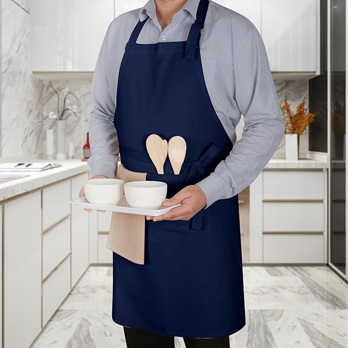 Native Fab Kitchen Apron 2 Pack - 100% Cotton Adjustable, Durable Apron with Pockets, Perfect for Cooking, Baking, Grilling