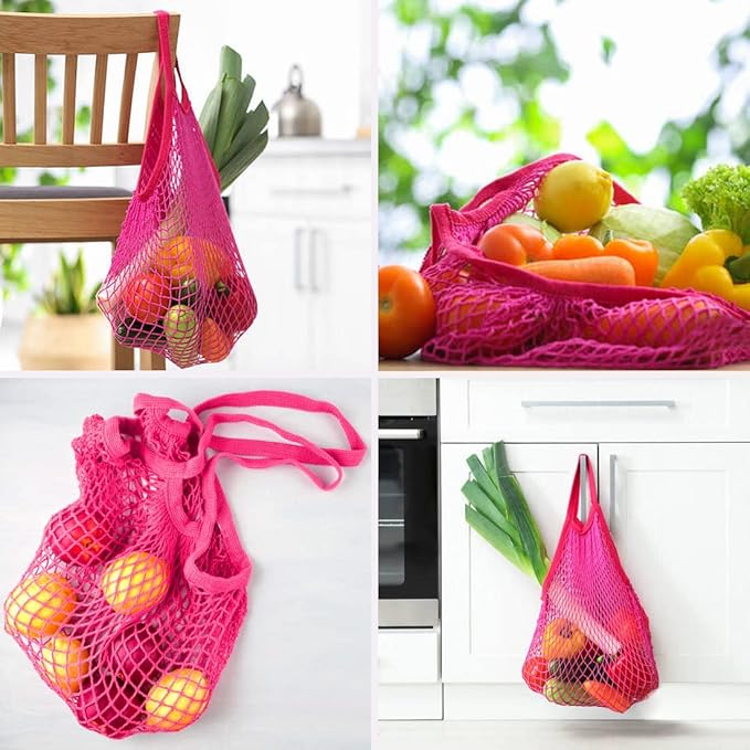 DRWSSR 2pcs Fashion Storage Mesh Bag Reusable Fruit Mesh Bag Shopping Mesh Bag Pure Cotton Portable Mesh Bag Shopping Bag