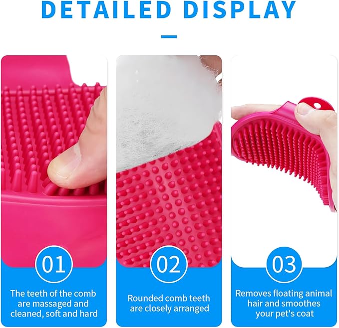 DSOE Dog Grooming Brush，Pet Shampoo Massage Bath Brush Comb with Adjustable Loop Handle for Grooming Short and Long Hair Cats and Dogs, 2pcs(Tapered brush head, Blue+Green)
