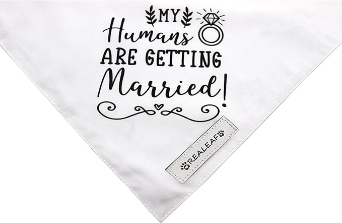 Realeaf Engagement Gift, My Humans are Getting Married Dog Bandana, Dog Wedding Outfit for Boy and Girl, Premium Durable Fabric, Dog Engagement Announcement for Small and Medium Dogs Pets (Small)