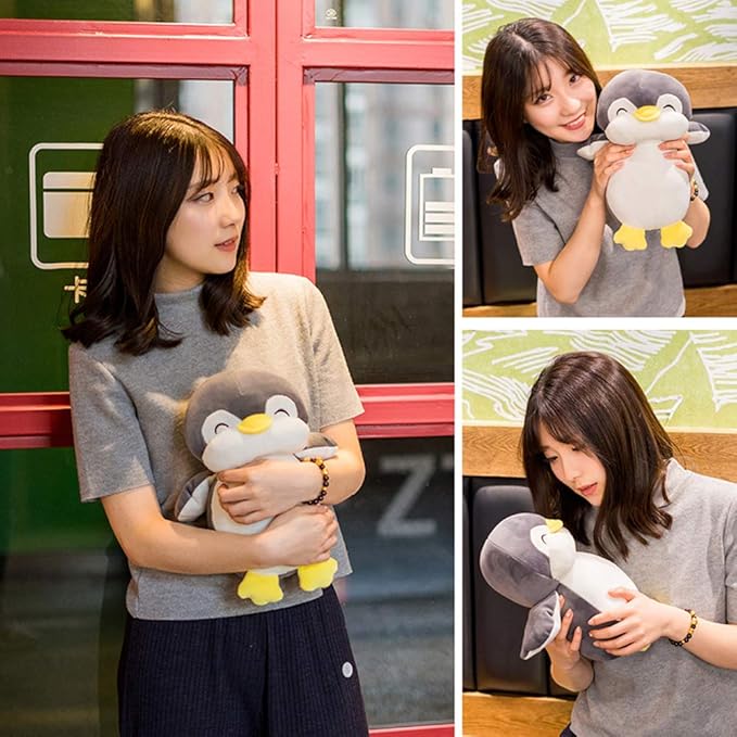 VSFNDB Stuffed Penguin Animal Plush Toy 12 Inch Gray Animal Stuffed Plushies Super Soft Cute Cuddly Pillow Cushion Stuff Dolls Birthday Gifts for Children Kids Boys Girls Room Decor Bedtime, 12Inches