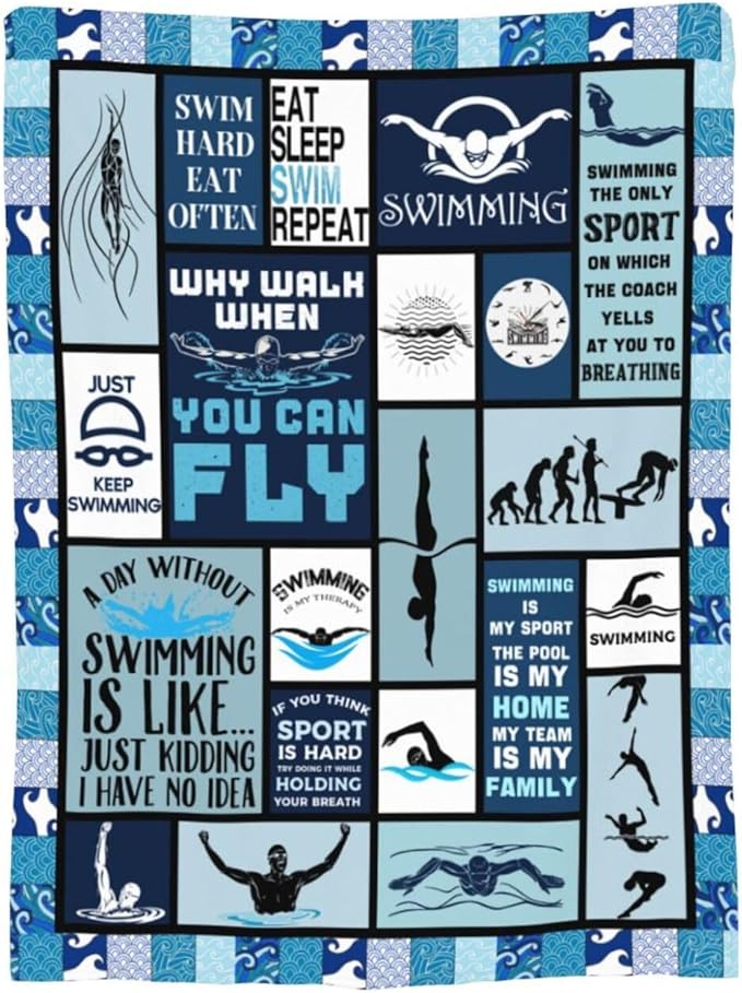 wsradto Swim Blanket Gifts for Swimming Lover Throw Blanket Bedding Cozy Fleece Flannel Lightweight Stuff Plush for Men Women Boys Adults Fans Swimmers for Couch Sofa Bed Home Decor 50"x60"