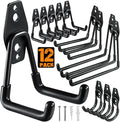HUPBIPY 12 Pack Garage Hooks Heavy Duty Utility Steel with Anti-Slip Coating Wall Mount Storage Organizer for Hanging Power and Garden Tools, Ladders, Hose, Bikes, Ropes, Bulk Items, and More