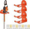 Upgraded Trimmer Rack Wall Mount - 8" Heavy Duty Weed Eater Hanger for Garage Wall Bracket, Garden Power Tool Holder Organizer Hooks for Grass Trimmer, Hedge Trimmer, Leaf Blower and Chainsaw, 4 Pack