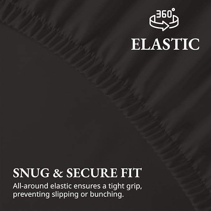 Lane Linen 100% Egyptian Cotton King Size Fitted Sheet Only (79"x81" + 16") - Elegant Sateen Weave, Ultra Soft, Breathable, Highly Durable, Deep Pockets Upto 17" - Black