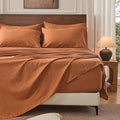Bedlifes 100% French Linen Sheets King Size 18-24" Extra Deep Pocket 4-Piece Set Breathable & Moisture-Wicking,Soft & Durable Sheets for Thick Mattresses(Brown)