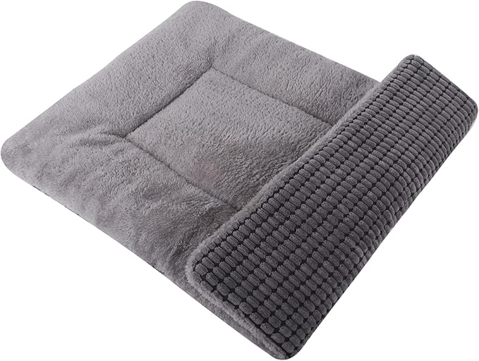 Vetasac Reversible Dog Bed Mat with Plush and Corn Velvet,Soft Warm Pet Cushion, Dual Purpose Washable Sleeping Mattress Bed for Small Medium Large Dog and Cat XB004 (42"x28", Light Grey)