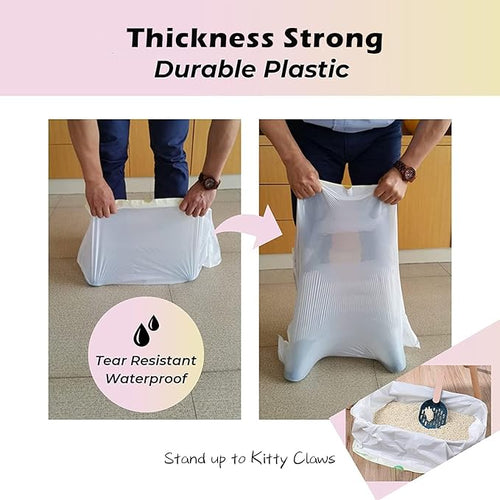 20 Count Jumbo Cat litter Box Liners, 46" x 19" Extra Large Heavy Duty Litter Pan Liner Bags with Drawstring for Pet Cat Litter Tray (Unscented)