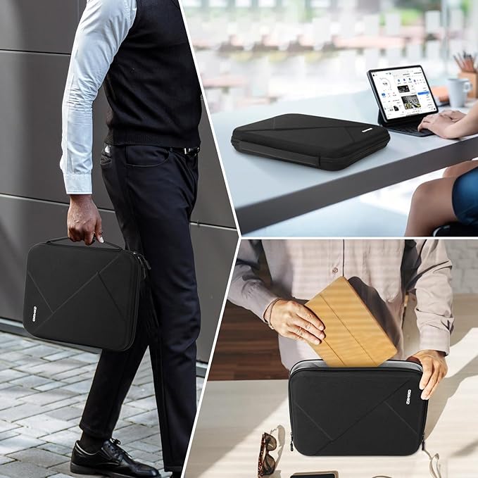 MoKo 9-11 Inch Tablet Sleeve Bag for New 11-inch iPad Air M3, i-Pad A16 2025, iPadPro 11 M5/M4, Air 5/4/3th 10.9"/10.5", 10/9/8th 10.9/10.2, Tab S8/S9 11", Hard EVA iPad Bag with Padded Handle, Black