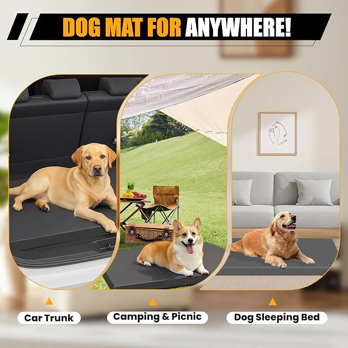 ESCRODOI Car Dog Bed for Trunk, Non-Slip SUV Cargo Liner for Dogs, Travel Pet Mat Cushion with Supportive Foam, Removable Cover for Easy Cleaning, Suitable for SUV&Truck