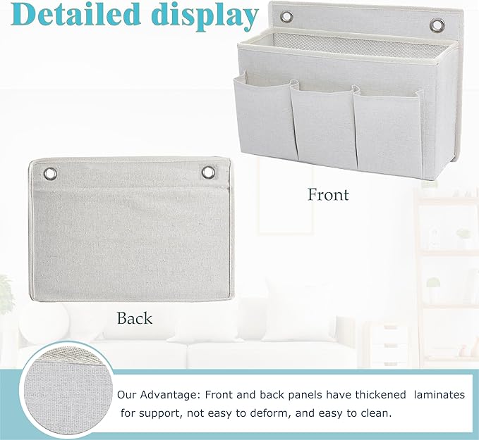 Someteth Wall Hanging Organizer Bag/Hanging Baskets with Large Mesh Compartment & 3 Pockets，Over the Door Organizer Space Saving Storage for Bedroom,RV Camper, Closet (White- 1 Pack)