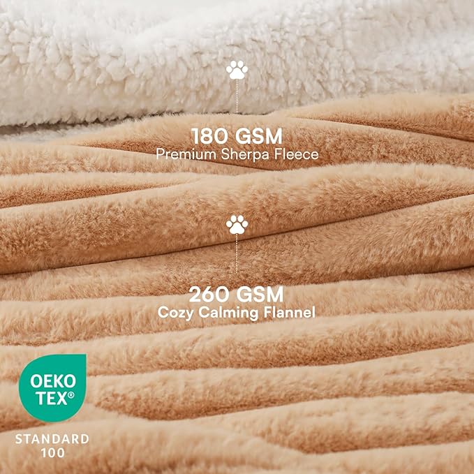 Luciphia Waterproof Dog Blanket for Medium Large Dogs Ultra-Soft Calming Cut Pile Flannel Throw Durable & Warm Furniture Protection for Couch Car Pet Blanket Machine Washable Warm Caramel,M(57''x40'')