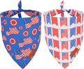 PTDECOR American Flag Dog Bandana White and Blue Flag Patterns, 4th of July Pet Scarf Reversible Triangle Patriotic Bandanas for Medium Large Dogs Pets (Large)