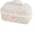 HiTotes Travel Makeup Bag Coquette Floral Cosmetic Bag Quilted Wide Open Lay Flat Toiletry Bag Cute Travel Makeup Pouch