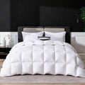 Goose Feather Down Fiber Comforter Cal King Size, Ultra Soft Medium Warm Duvet Insert, All Season Luxury Hotel Bedding Comforters with Corner Tabs(White,108x94)