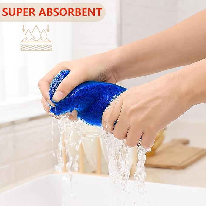 Kitinjoy 100% Cotton Waffle Weave Kitchen Towels, 4-Pack Super Soft and Absorbent Dish Towels for Drying Dishes, Kitchen Hand Towels, 13 in x 28 in, Blueberry