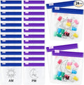 24 Pieces Pill Pouch Bags Zippered Set Reusable Translucent Medicine Organizer Sealing Travel Plastic Bags with Slide Lock for Storage(Purple, Blue)