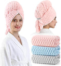 REDKISS 3 Pack Microfiber Hair Towels - Extra Large Hair Towel Wrap for Women, 24x42 inch Hair Towels with Elastic Strap, Super Soft Hair Drying Towels for Long, Thick, Curly Anti Frizz Turbans