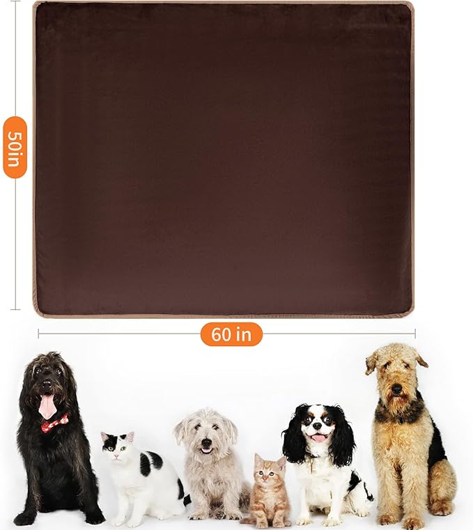 CAPT.SNOOZE Water Proof Blanket 50x60 Inches - Reversible Flannel Blanket for Bed, Sofa,Couch- Spillproof, Leakproof Soft Double-Sided Brown Throw Blanket for Adults, Pets, Couples