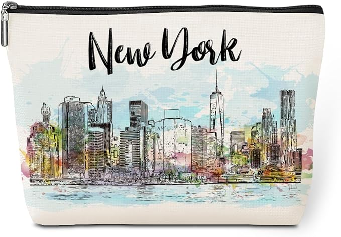 New York Lovers Gift Makeup Bag Cosmetic Bag, New York Travel Gifts Girls Trip Gifts Favors, New York Souvenir Merch Friendship Gifts for Women NY Lovers Traveller Sister Female Birthday Christmas